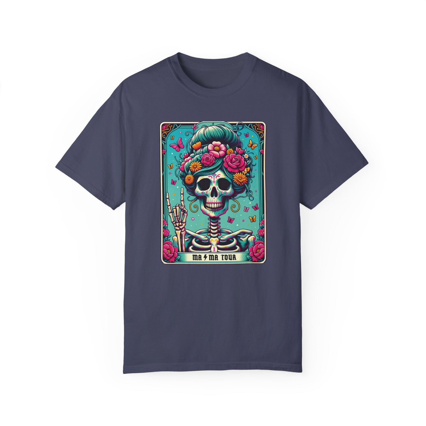 Floral Mama Tour Skeleton Tarot Card Shirt Denim