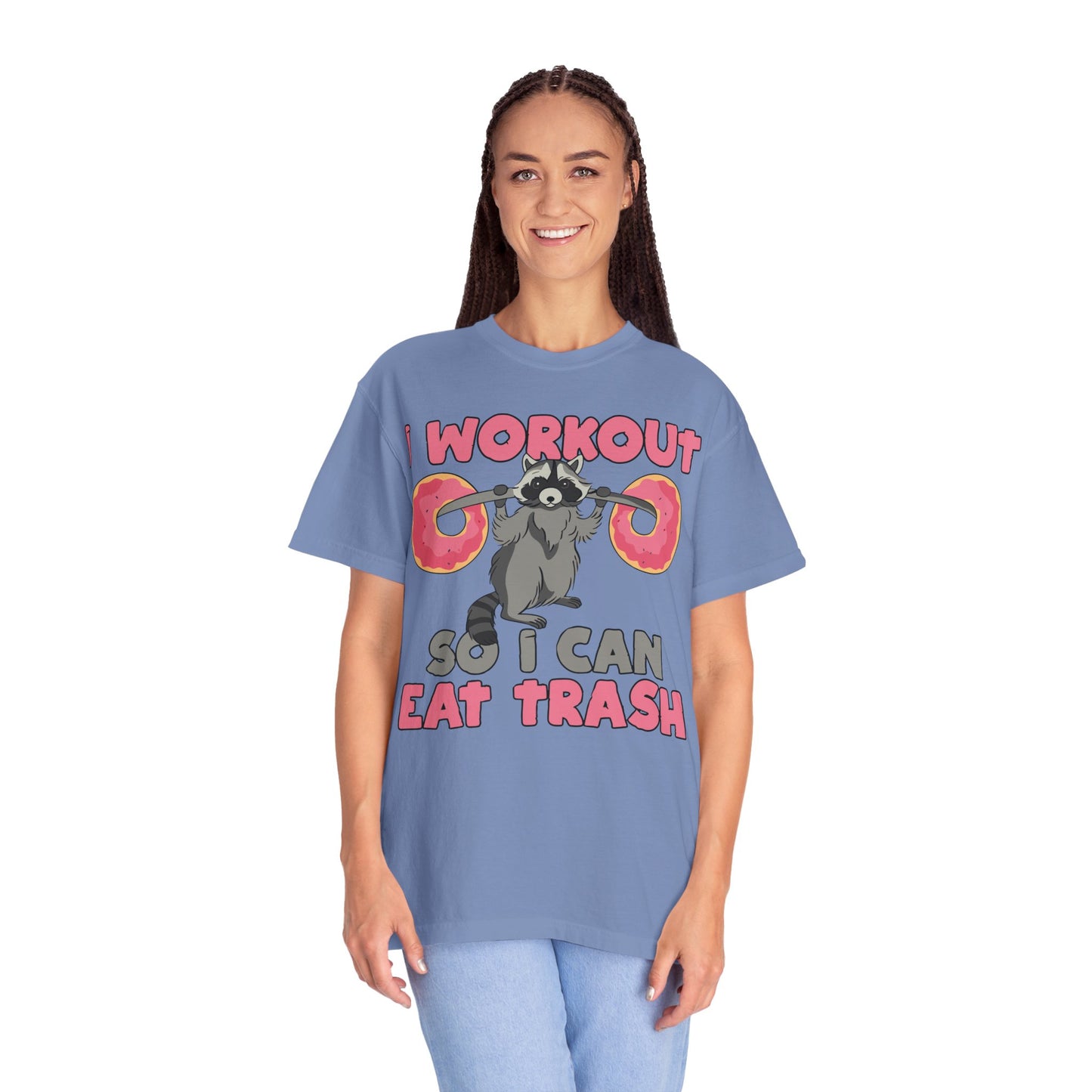 I Workout So I Can Eat Trash Funny Raccoons Vintage T-shirts