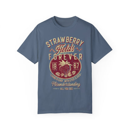 Old School Band Strawberry Fields Rock Band Tee Shirt Blue Jean