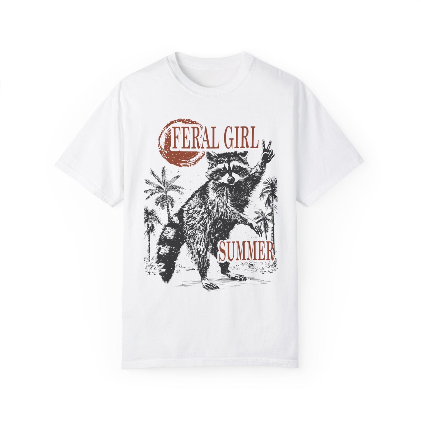 Feral Girl Summer Raccoon Shirt White