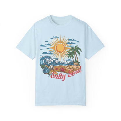 Salty Soul Beach Summer Shirt | Stylish Coastal Wear Chambray