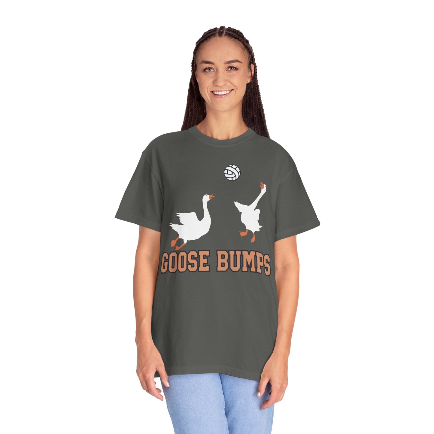 Get Quirky with Our Funny Goose Bumps Geese Volleyball Shirt