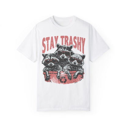 Stay Trashy T-shirt - Funny Raccoons Squad Shirt White