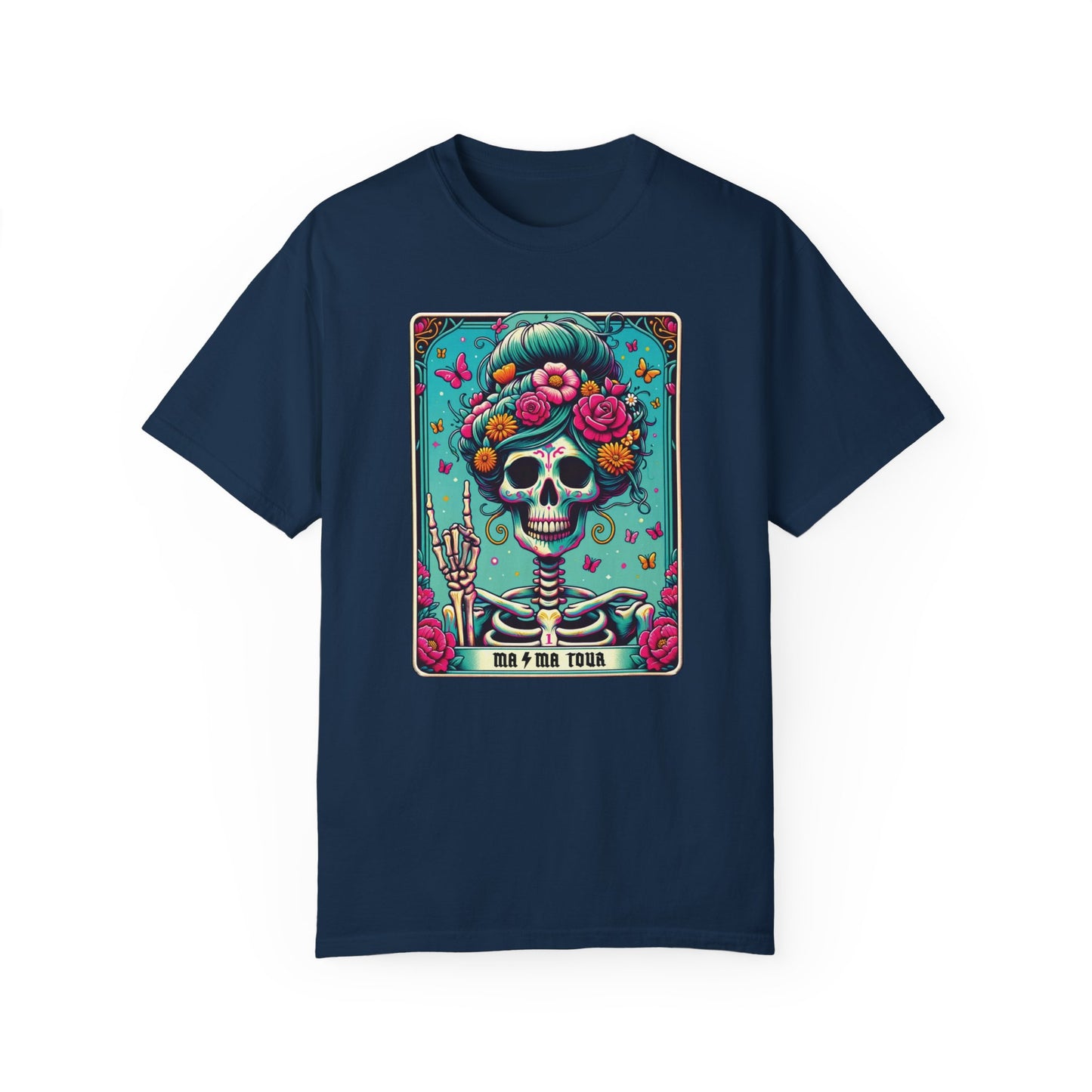 Floral Mama Tour Skeleton Tarot Card Shirt True Navy