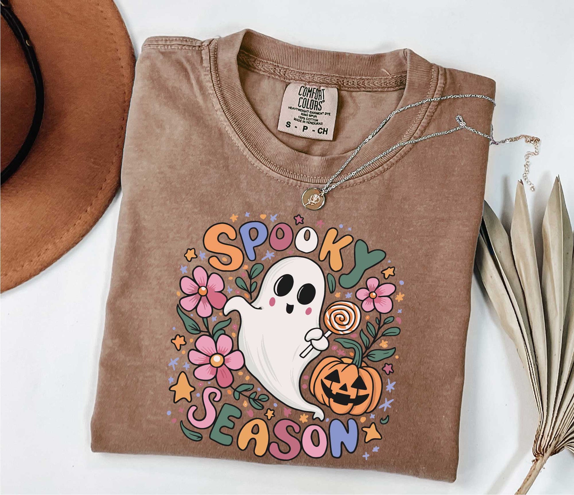 Halloween Floral Ghost Spooky Season Comfort Colors Shirt