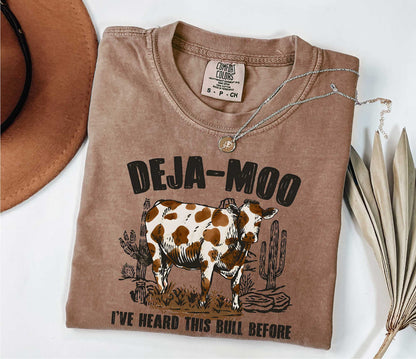 Deja Moo Shirt, Western Cow T-Shirt