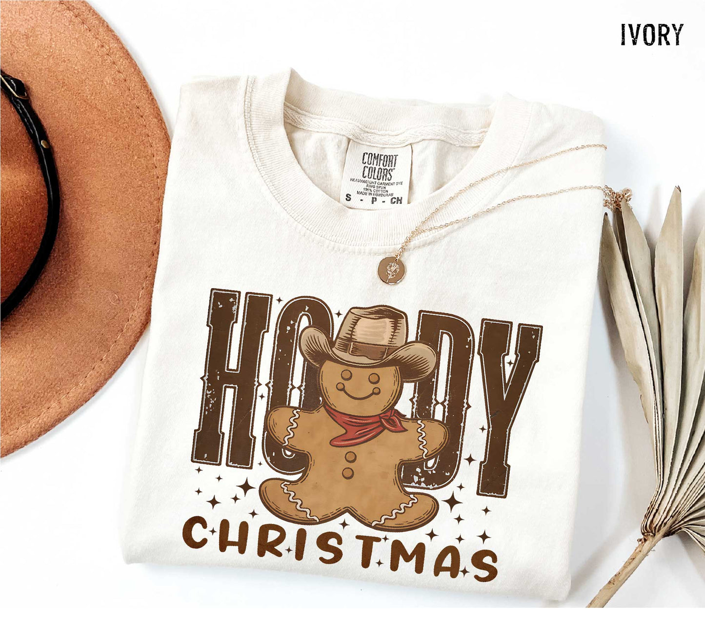 Howdy Christmas Gingerbread Cowboy Comfort Colors T-shirt