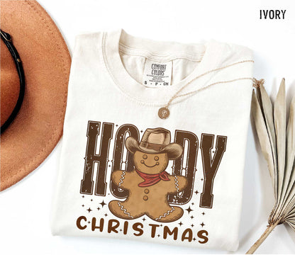 Howdy Christmas Gingerbread Cowboy Comfort Colors T-shirt