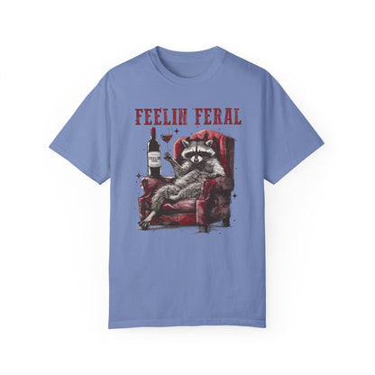 Feelin Feral Funny Raccoon Shirt - Comfort Colors Graphic Tee Washed Denim