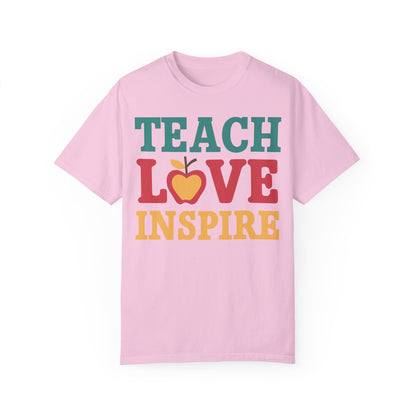 Retro Teach Love Inspire Apple Teacher Shirt | Vintage Educator Apparel Blossom