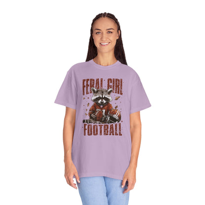 Feral Girl Football Shirt,Funny Raccoon Sports T-Shirt, Retro Fall Football Shirt