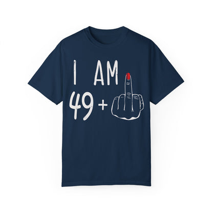 I Am 49 Middle Finger Shirt - 50th Birthday Gifts for Women Tshirt True Navy