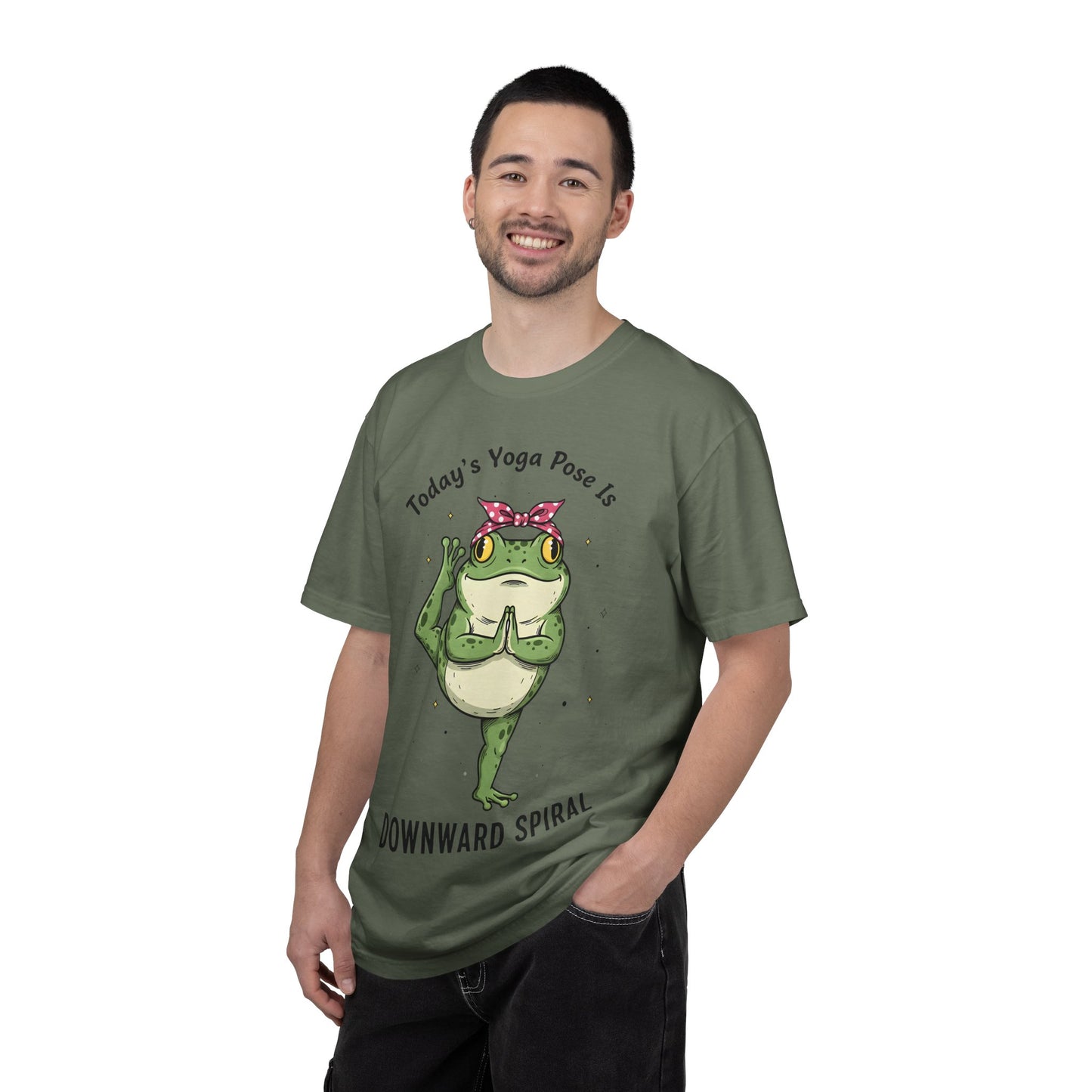 Today's Yoga Pose Is Downward Spiral Frog T-Shirt - Mental Health Humor - Unisex Comfort Colors T-shirt
