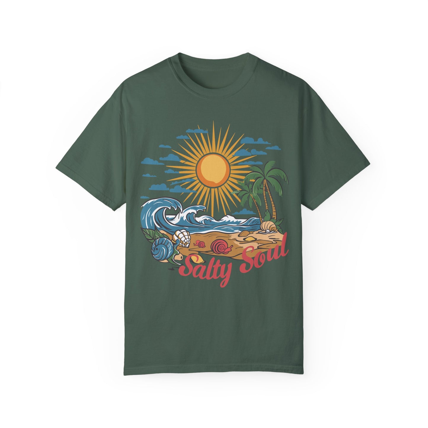 Salty Soul Beach Summer Shirt | Stylish Coastal Wear Blue Spruce