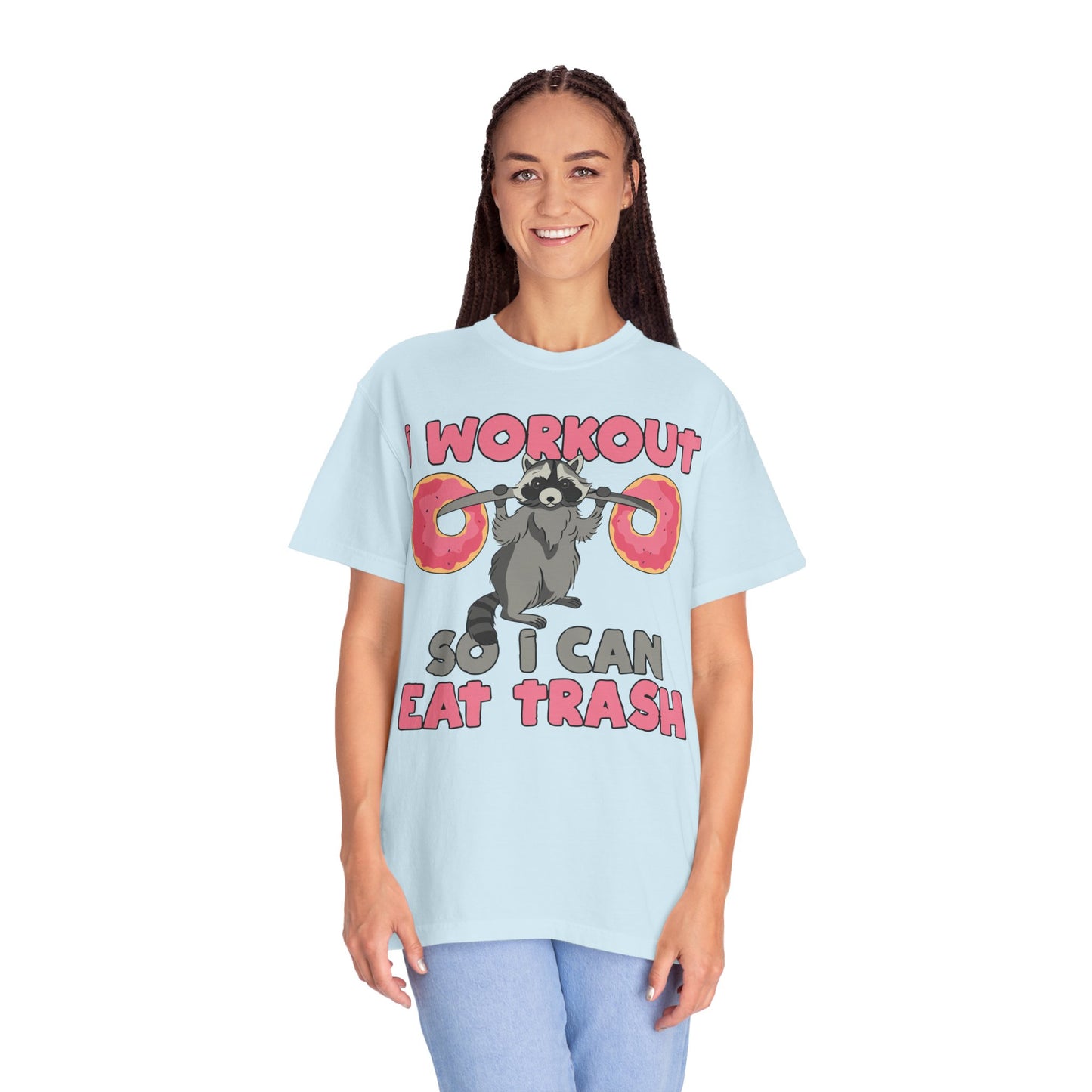 I Workout So I Can Eat Trash Funny Raccoons Vintage T-shirts