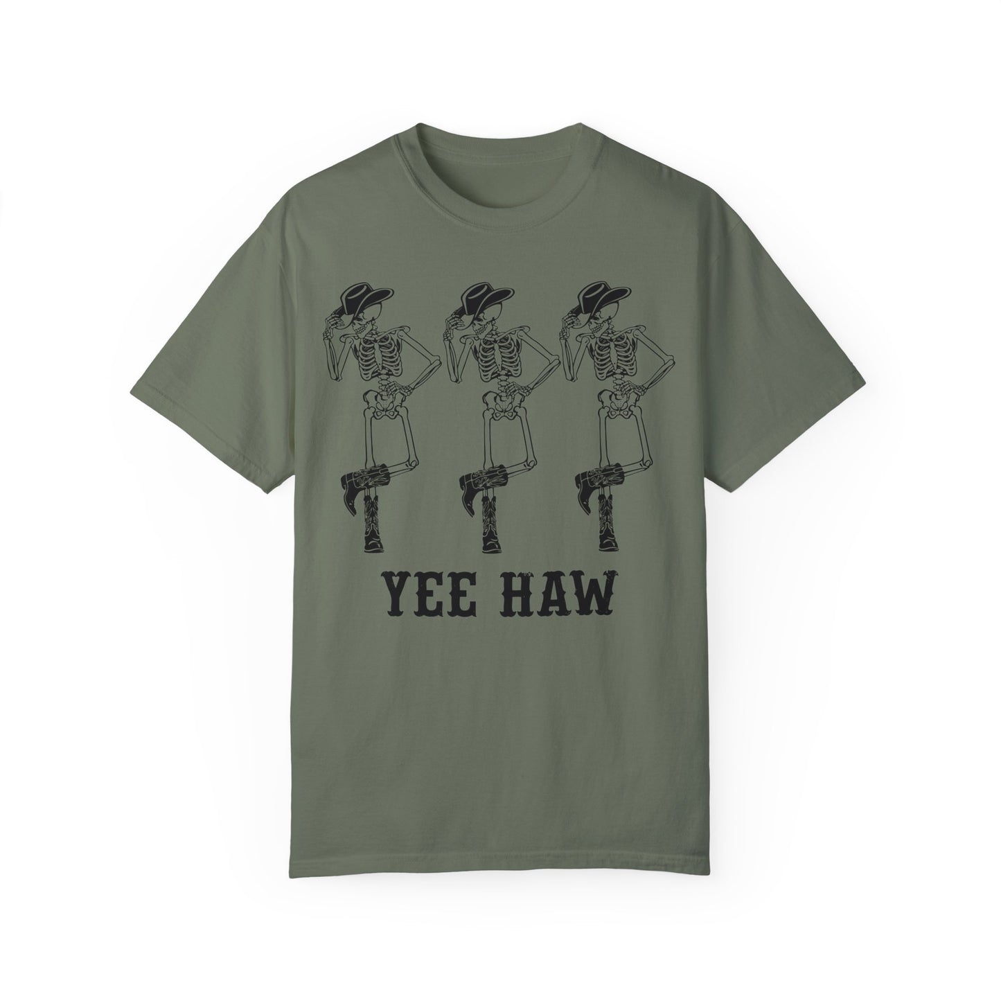 Cowboy Skeleton Yee Haw Shirt Moss