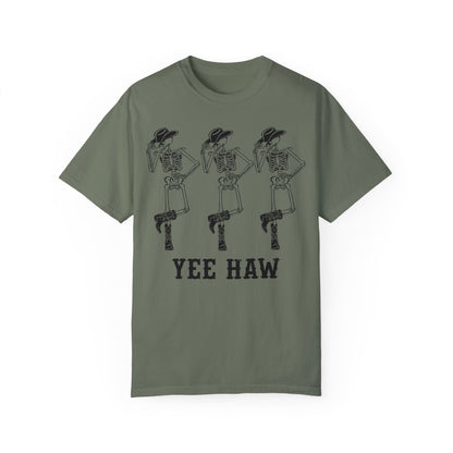 Cowboy Skeleton Yee Haw Shirt Moss