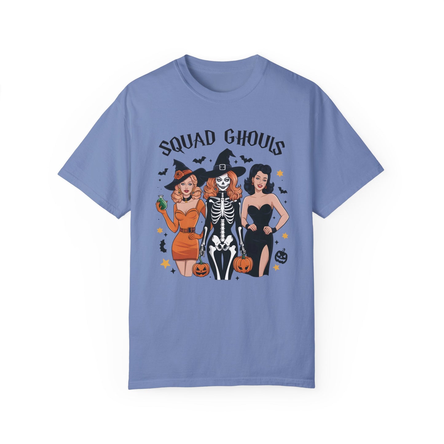 Squad Ghouls Shirt Retro Halloween Comfort Color Tee Washed Denim