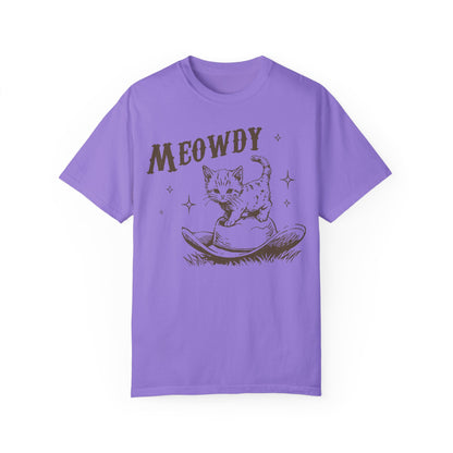 Meowdy Cute Kitten Cat Country Western Vintage T-Shirt, Retro 90s Cowgirl Rodeo Life Shirt Violet