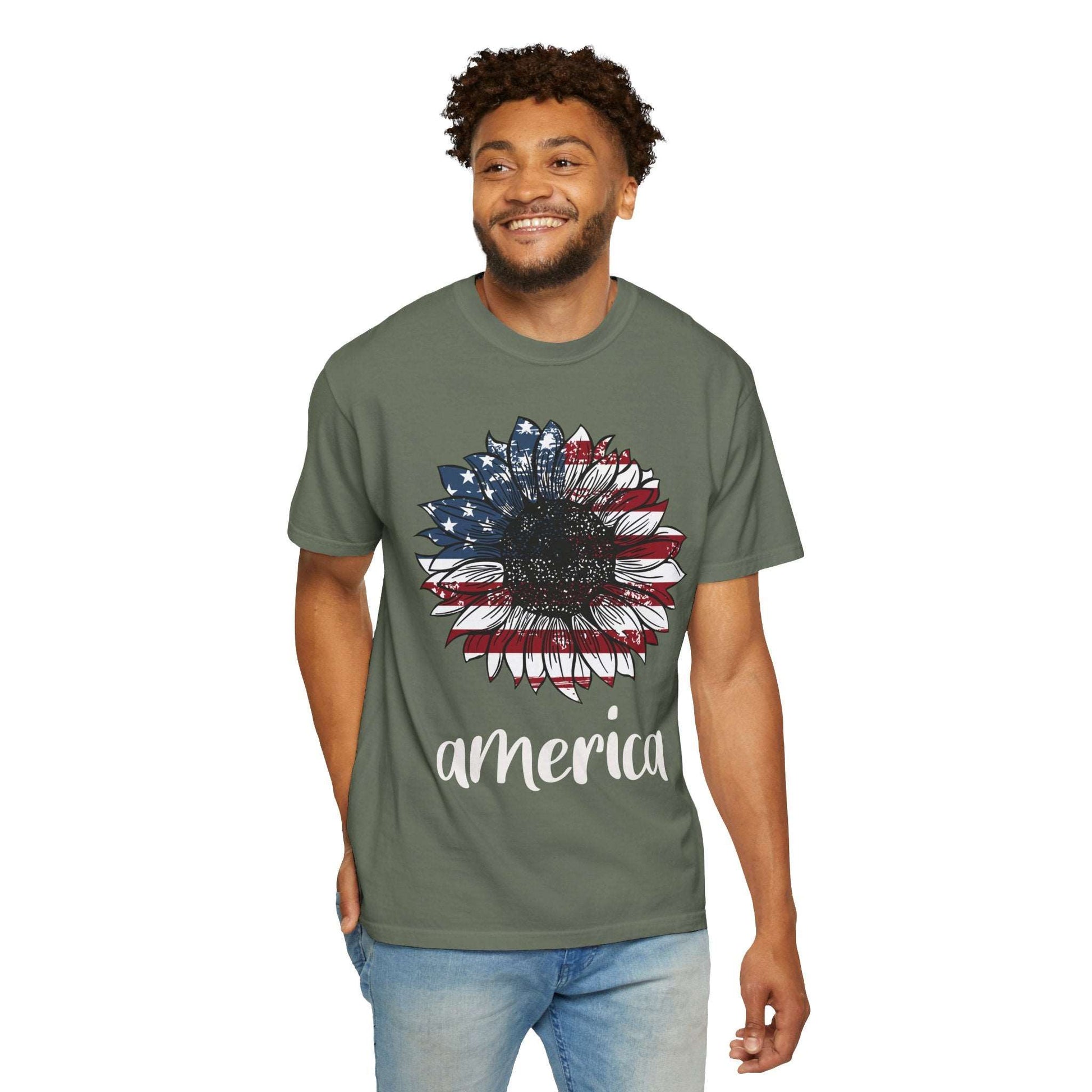 America Sunflower Shirt - USA Flag Flower T Shirt