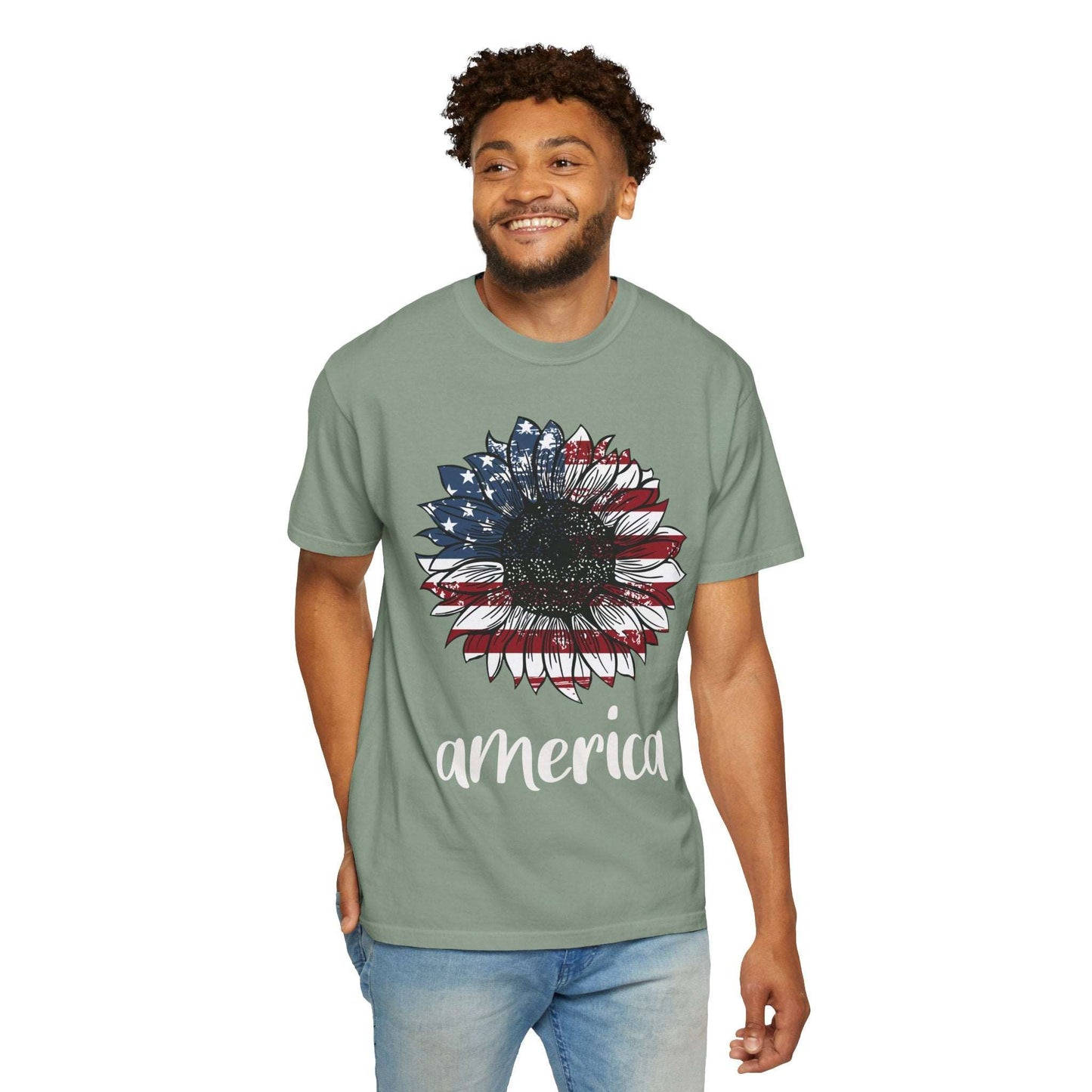 America Sunflower Shirt - USA Flag Flower T Shirt