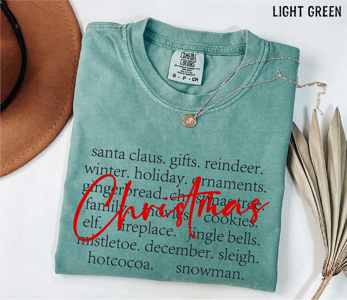 Christmas Unisex T-shirt with Santa Claus and Reindeer Gifts Words Shirt