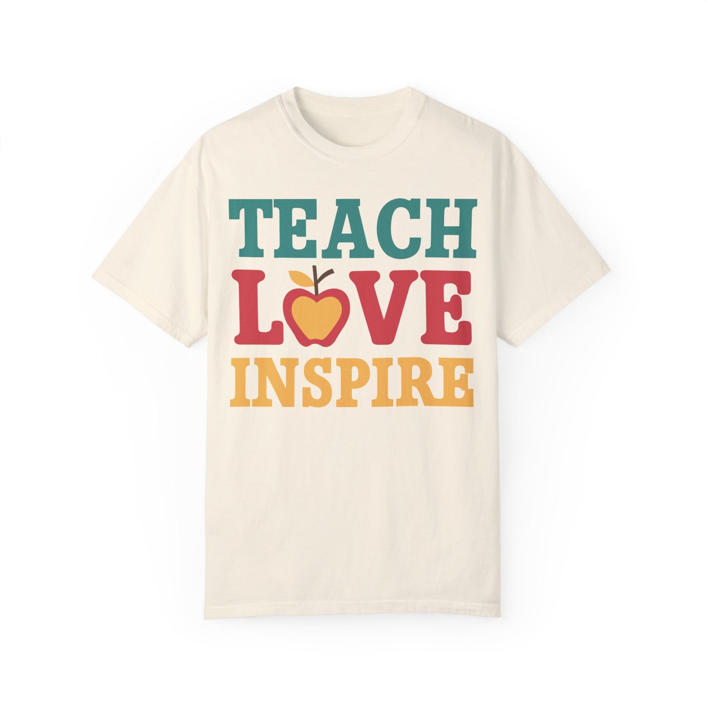 Retro Teach Love Inspire Apple Teacher Shirt | Vintage Educator Apparel Ivory