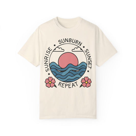 Retro Summer Shirt Sunrise Sunburn Sunset Repeat Shirt Ivory