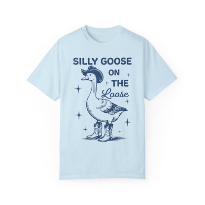 Comfort Colors Silly Goose Shirt - Silly Goose On The Loose Chambray