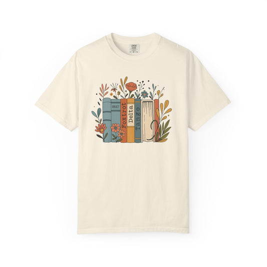 Foxtrot Delta Tango Book Shirt Retro Floral Comfort Colors T-Shirt