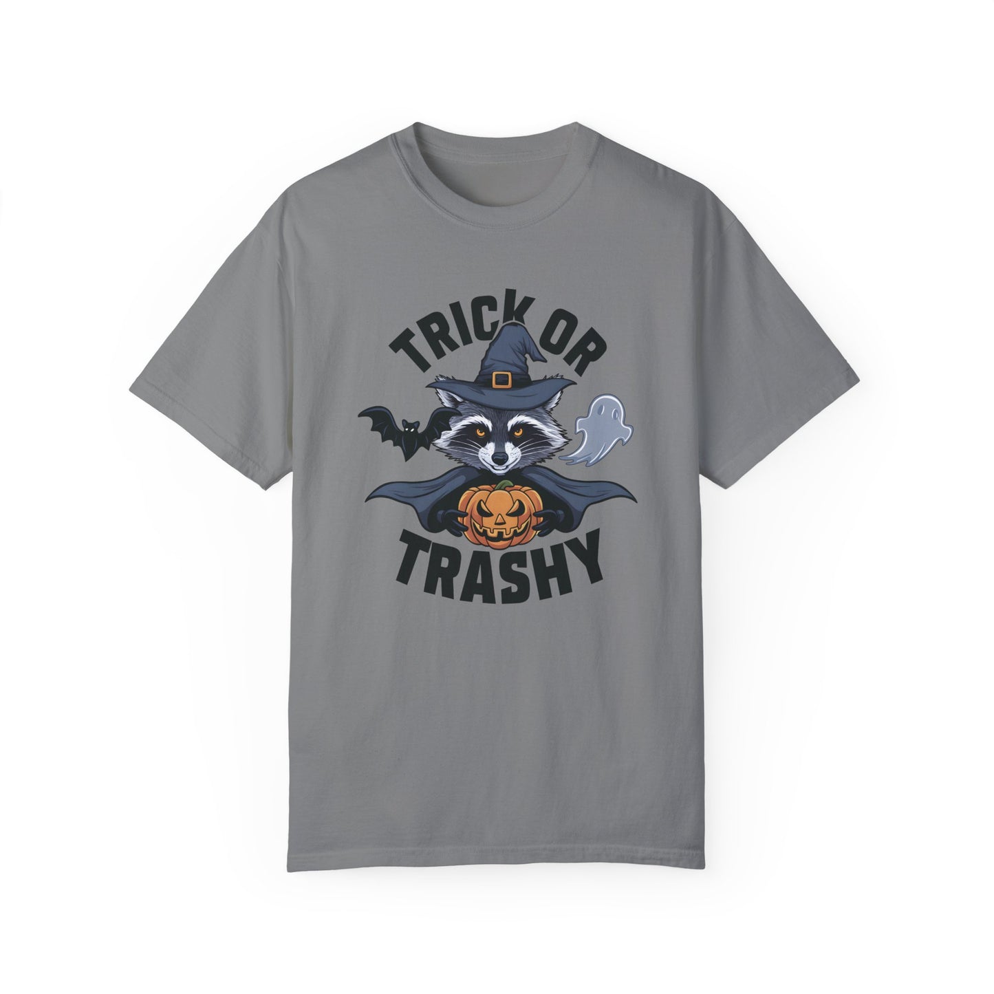 Trick or Trashy Raccoon Halloween Shirt Grey