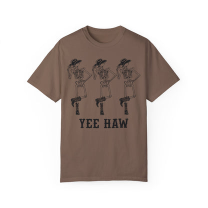 Cowboy Skeleton Yee Haw Shirt Espresso