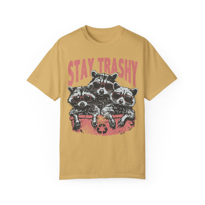 Stay Trashy T-shirt - Funny Raccoons Squad Shirt Mustard