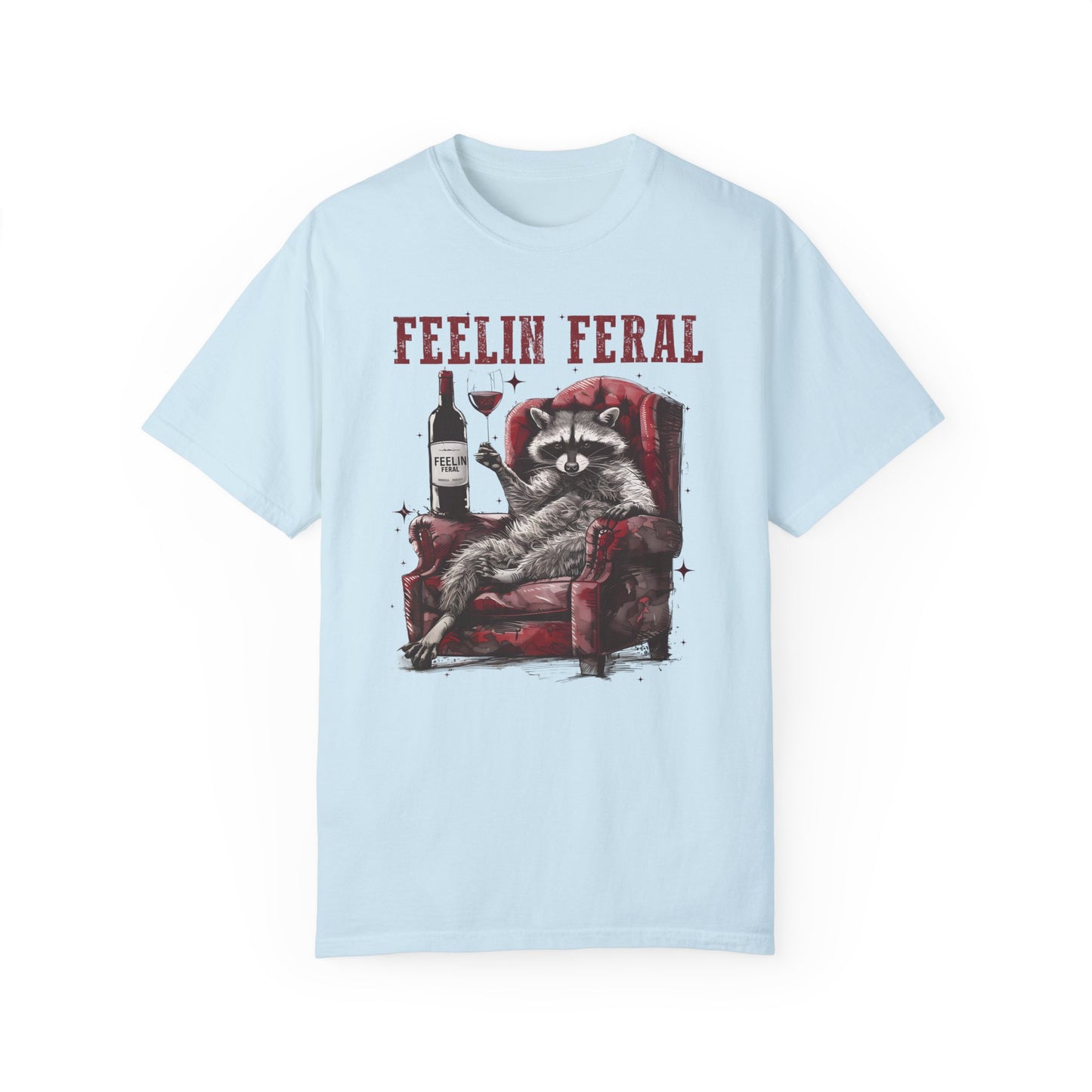 Feelin Feral Funny Raccoon Shirt - Comfort Colors Graphic Tee Chambray