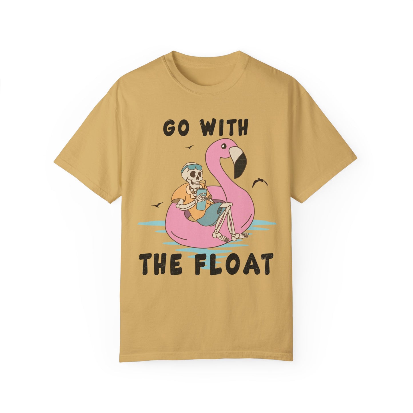 Comfort Colors Funny Skeleton Go With The Float Shirt Mustard