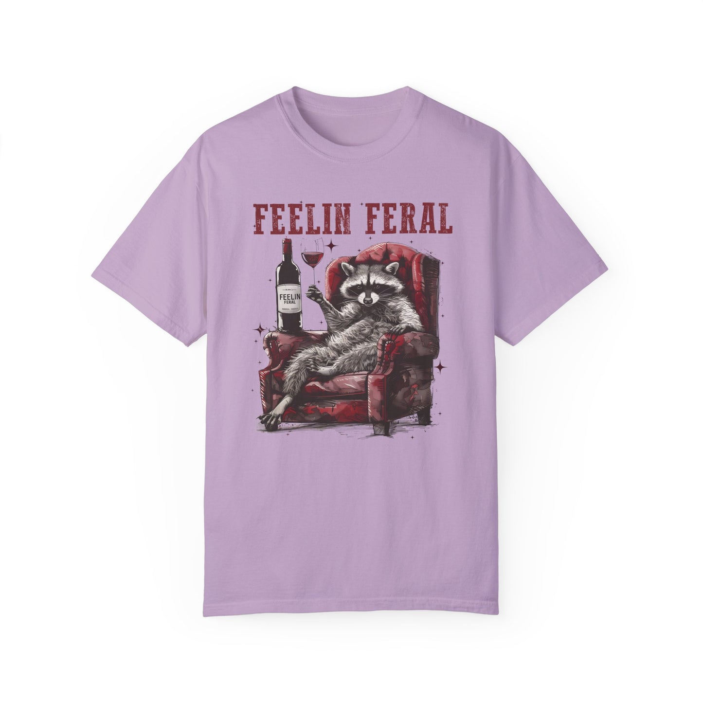 Feelin Feral Funny Raccoon Shirt - Comfort Colors Graphic Tee Orchid