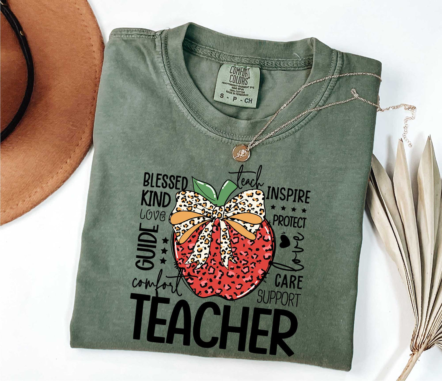 Apple Pencil Bow Teacher Shirt, Teacher Shirts