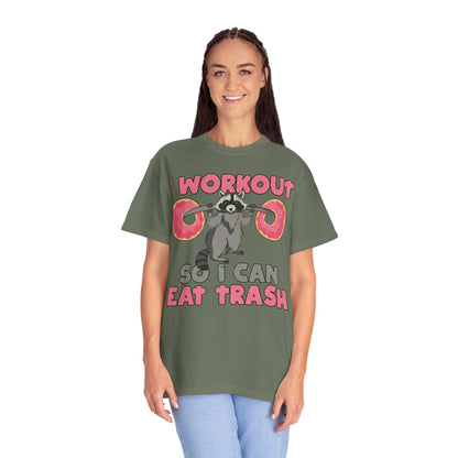 I Workout So I Can Eat Trash Funny Raccoons Vintage T-shirts