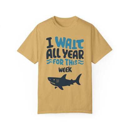 I Wait All Year For This Week Funny Shark T shirt Mustard