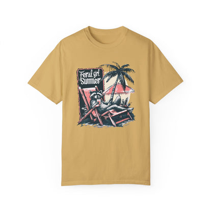 Feral Girl Summer Raccoon Shirt Mustard