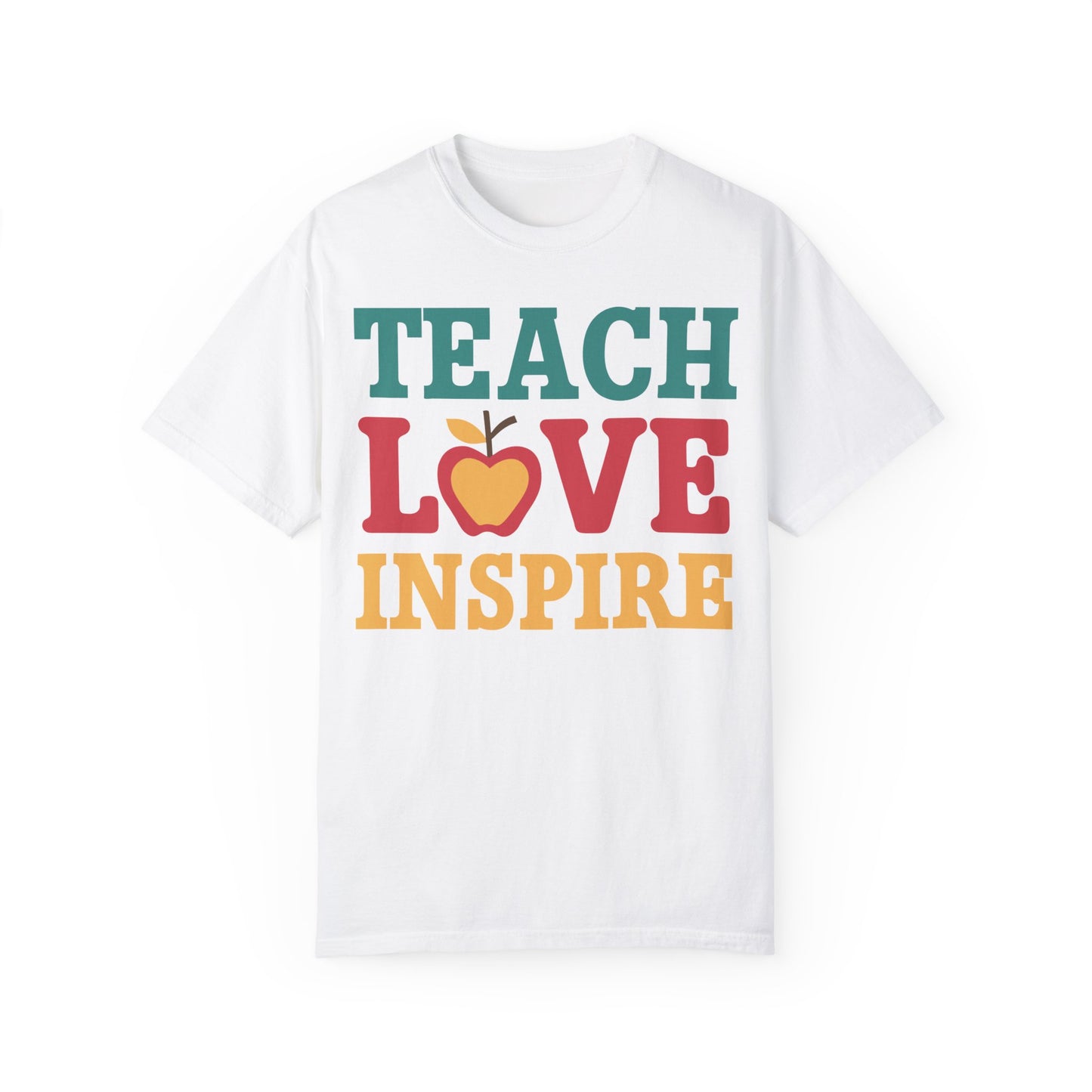 Retro Teach Love Inspire Apple Teacher Shirt | Vintage Educator Apparel White