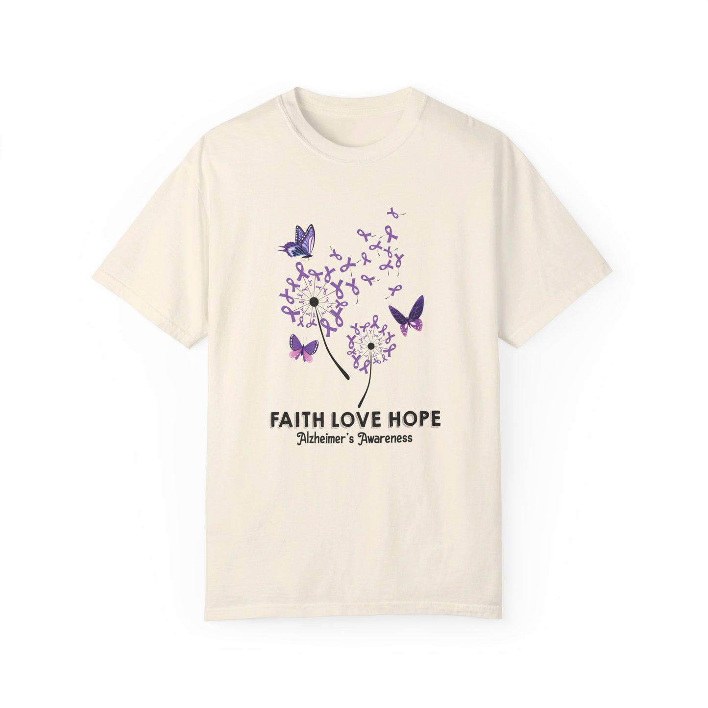 Alzheimer's Awareness Faith Hope Love T-Shirt Ivory