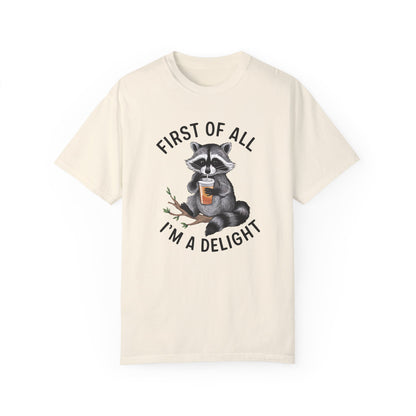 Retro First Of All I'm A Delight Sarcastic Angry Opossum Lover Shirt Ivory