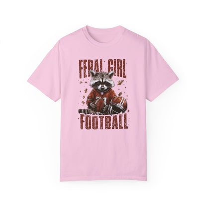 Feral Girl Football Shirt,Funny Raccoon Sports T-Shirt, Retro Fall Football Shirt Blossom