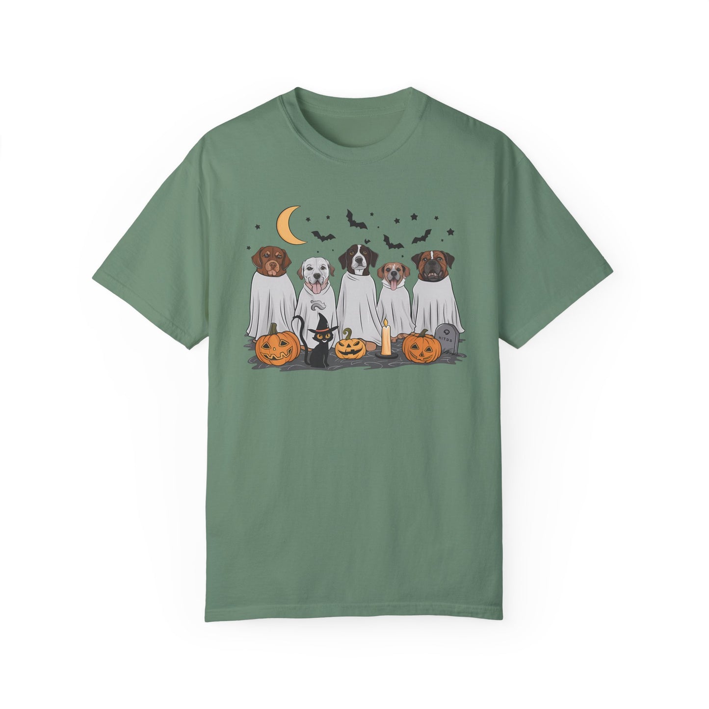 Halloween Ghost Dogs Tee Light Green