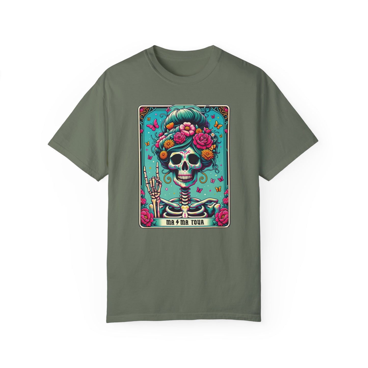 Floral Mama Tour Skeleton Tarot Card Shirt Moss