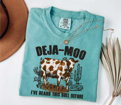 Deja Moo Shirt, Western Cow T-Shirt