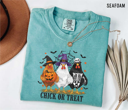 Chick or Treat Halloween Comfort Colors T-shirt - Cute Chicken Costume Graphic Tee