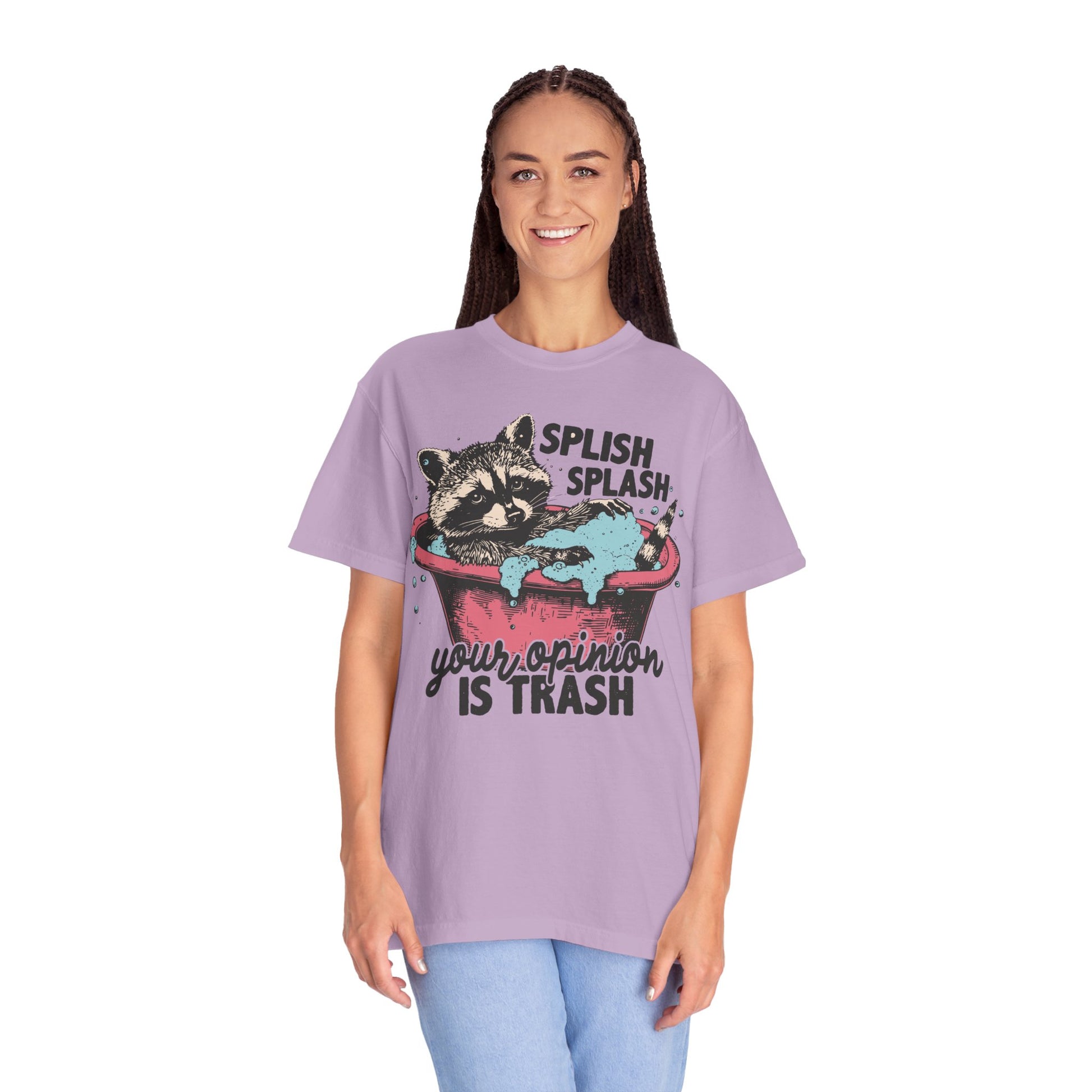 Funny Graphic Raccoon Shirt - Splish Splash Your Opinion is Trash