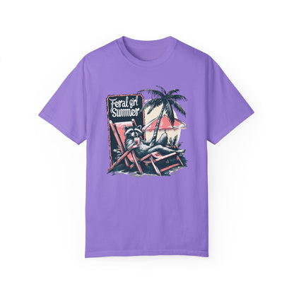 Feral Girl Summer Raccoon Shirt Violet